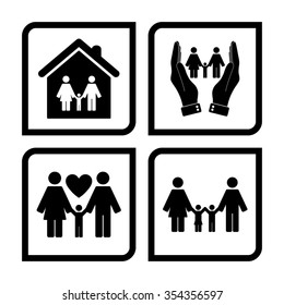 Family - vector icon, set