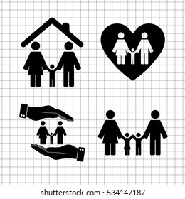 Family  - vector icon; set