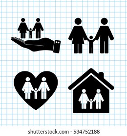 Family  - vector icon; set