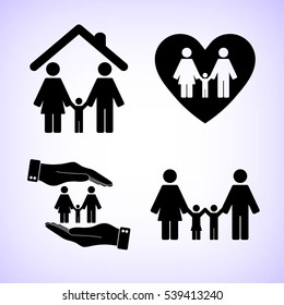 Family  - vector icon; set