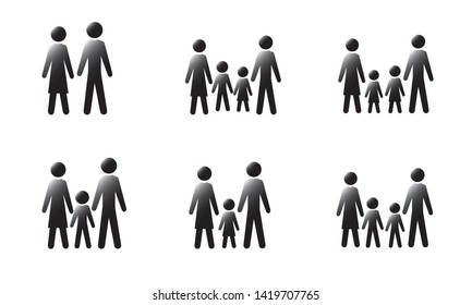 family vector icon set in gradation style
 