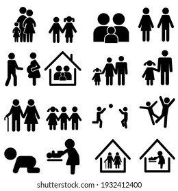 
Family vector icon set. relatives illustration sign collection. people symbol.