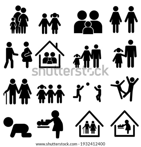 
Family vector icon set. relatives illustration sign collection. people symbol.