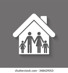 family vector icon with shadow