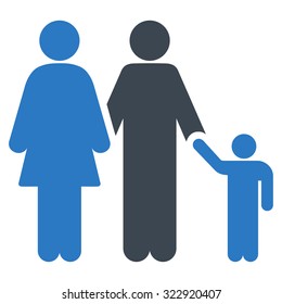 Family vector icon. Style is bicolor flat symbol, smooth blue colors, rounded angles, white background.