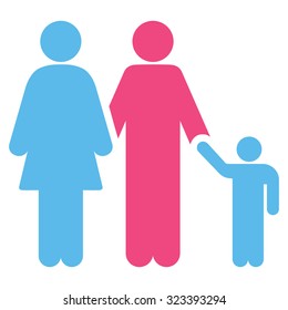 Family vector icon. Style is bicolor flat symbol, pink and blue colors, rounded angles, white background.