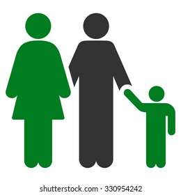 Family vector icon. Style is bicolor flat symbol, green and gray colors, rounded angles, white background.