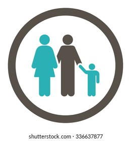 Family vector icon. Style is bicolor flat rounded symbol, grey and cyan colors, rounded angles, white background.