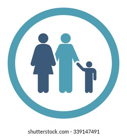 Family vector icon. Style is bicolor flat rounded symbol, cyan and blue colors, rounded angles, white background.