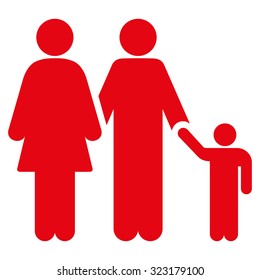 Family vector icon. Style is flat symbol, red color, rounded angles, white background.