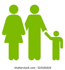 Family vector icon. Style is flat symbol, eco green color, rounded angles, white background.