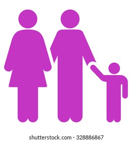 Family vector icon. Style is flat symbol, violet color, rounded angles, white background.
