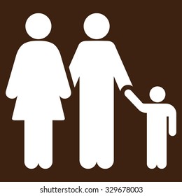 Family vector icon. Style is flat symbol, white color, rounded angles, brown background.