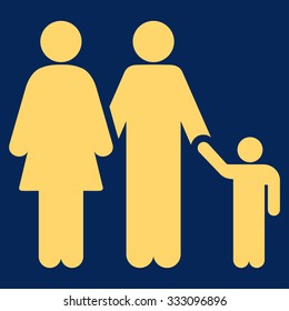 Family vector icon. Style is flat symbol, yellow color, rounded angles, blue background.