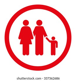 Family vector icon. Style is flat rounded symbol, red color, rounded angles, white background.