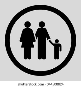 Family vector icon. Style is flat rounded symbol, black color, rounded angles, light gray background.
