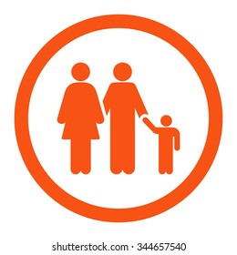 Family vector icon. Style is flat rounded symbol, orange color, rounded angles, white background.