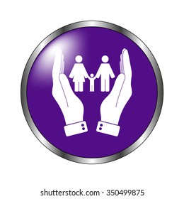 Family - vector icon; violet button