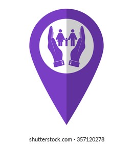 Family - vector icon;  violet map pointer
