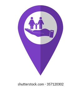 Family - vector icon;  violet map pointer