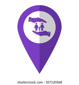 Family - vector icon;  violet map pointer