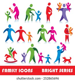 Family vector icons, bright series