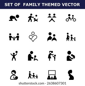 Family Vector Icons Parents, Kids, Pets, Activities, Bonds
