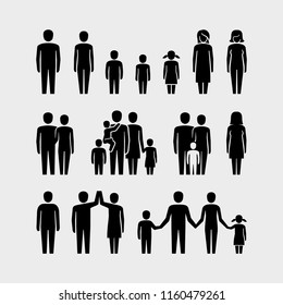 Family vector icons set