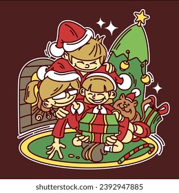 Family vector illustration can be used for various needs such as Christmas cards, printed advertisements and many more.