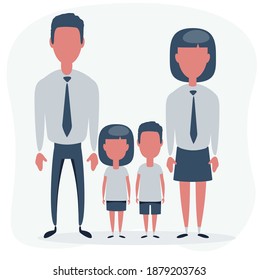 Family - Vector illustration, flat design, cartoon style, isolated background.