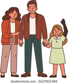 Ilustração do vetor da família: pais com filho no plano de fundo branco