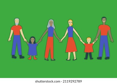 Family vector illustration with parents, chlidren and grandparents