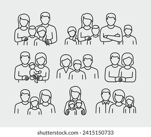 Family Vector Line Icons Set