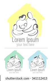 Family vector logo design template. People or society icon set.