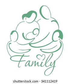 Family vector logo design template. People or society icon.
