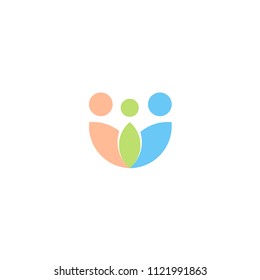 Family vector logo, parents love icon, adoption emblem, abstract leaves logotype template.