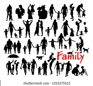 Family vector. Set of people silhouettes. 