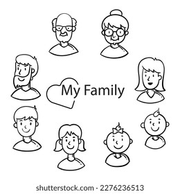 family vector set.
Suitable for teaching material for young learners.