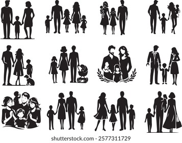 family Vector Silhouette for Custom Graphics and Designs