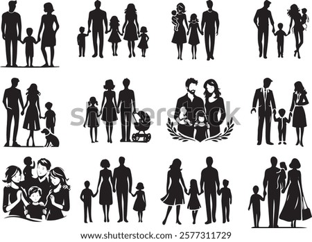 family Vector Silhouette for Custom Graphics and Designs