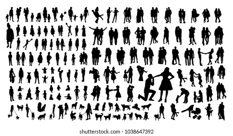 Family vector silhouettes