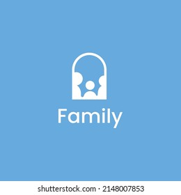 Family View From Outside Through A Window, Family Gathering Together Logo Icon Sign Design Concept