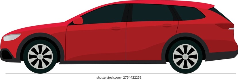 Family wagon flat side view illustration