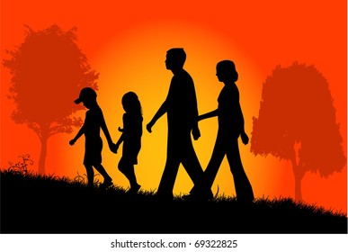 60,042 Family walking silhouette Images, Stock Photos & Vectors ...