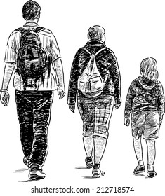 family walking