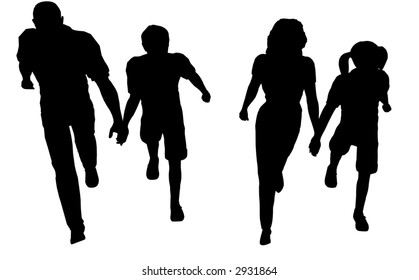 family walking from up