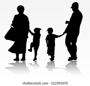 Family Walking Outdoors Stock Vector (Royalty Free) 212391070 ...