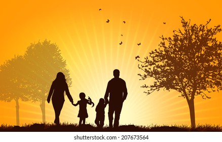 Family walking together