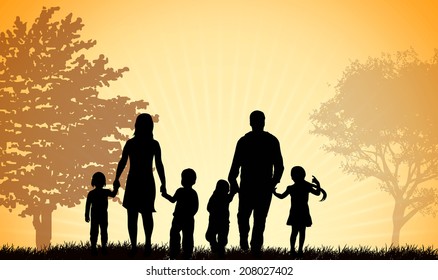 Family walking together outdoors