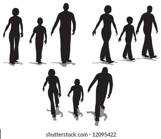 family walking vector